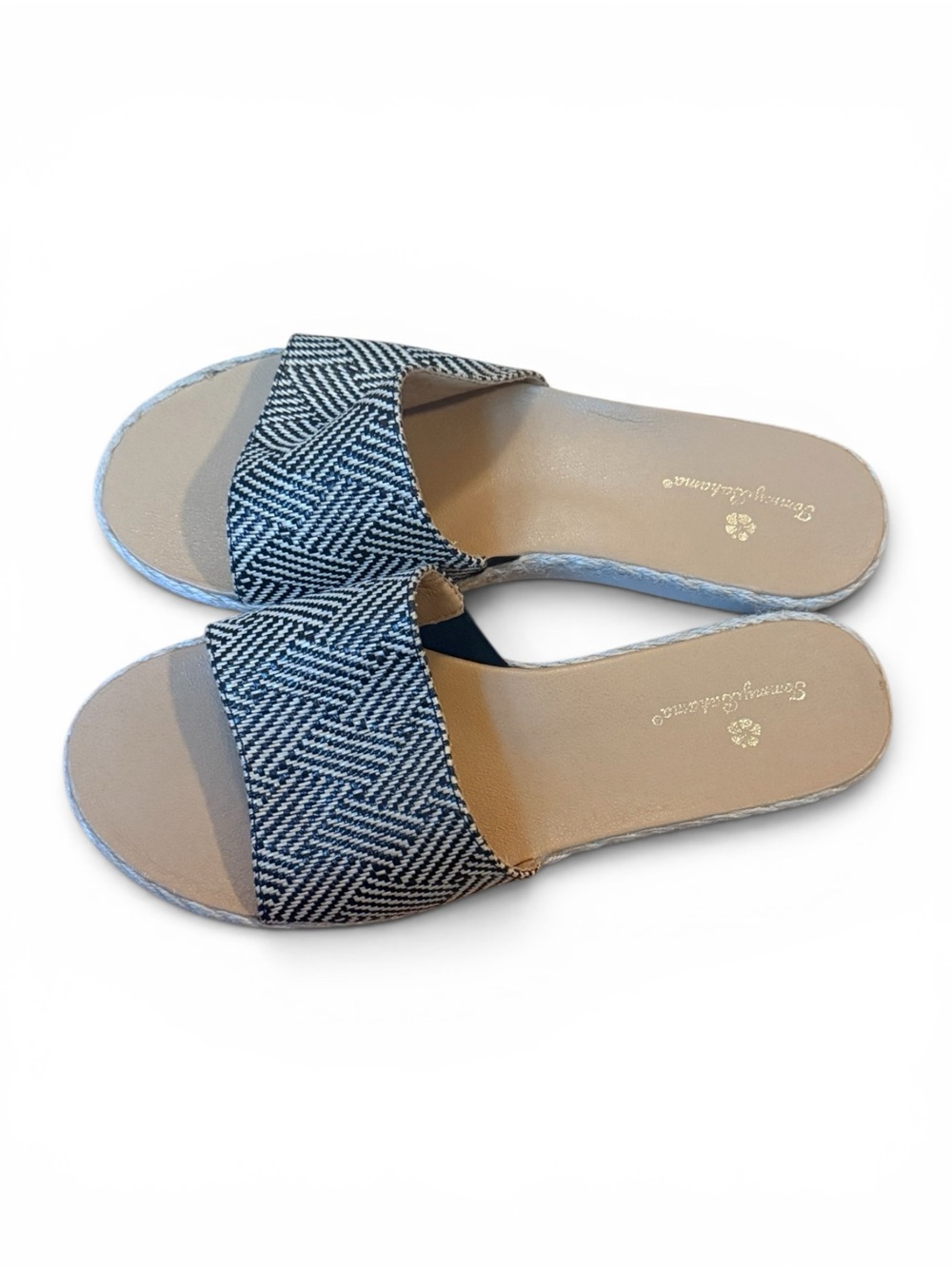 Tommy Bahama Black and Tan Woven Slide Sandals—NWOT - Picture 2 of 5
